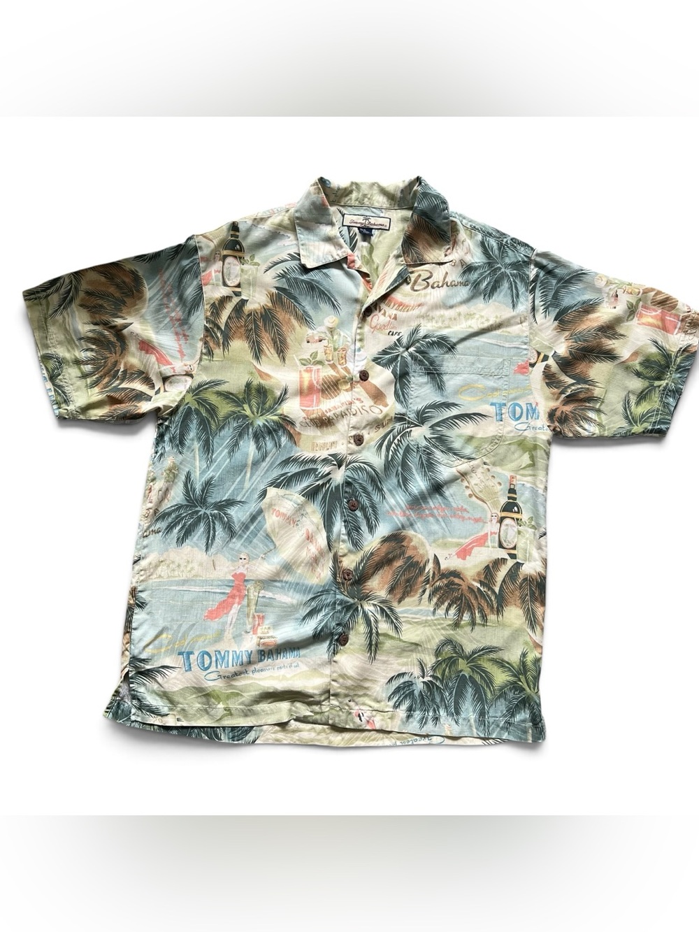 Vintage Tommy Bahama Tropical 100% Silk Camp Shirt Small